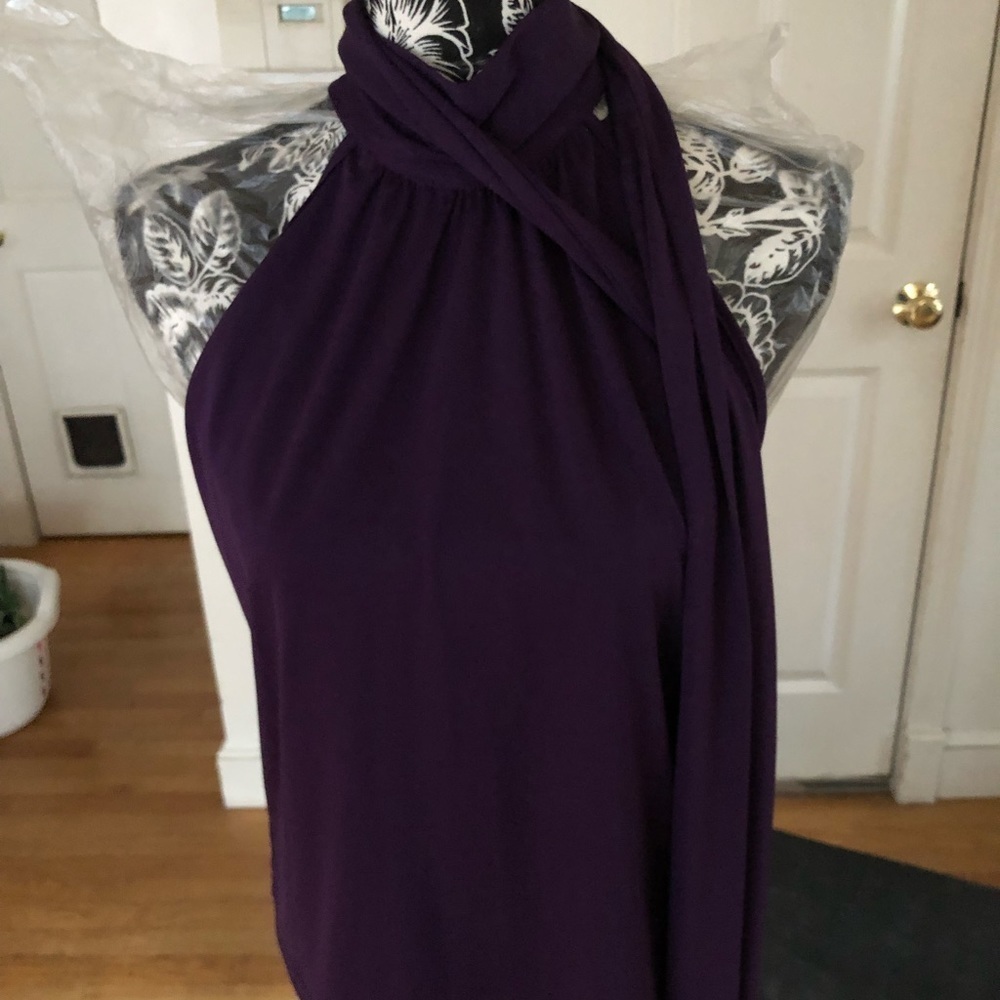 Express size large purple sleeveless with attached scarf w/ key hole back